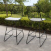Outdoor Counter Stool Chair Set of 2, Black Iron Frame Construction