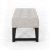 Liba Ottoman Bench, Button Tufted Beige Fabric, Black Frame, 47 Inch
