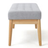 Gisa Ottoman Bench, Light Gray Fabric Tufted Seat, Brown Wood, 44 Inch