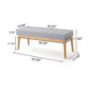 Gisa Ottoman Bench, Light Gray Fabric Tufted Seat, Brown Wood, 44 Inch