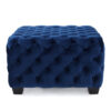 Ottoman, Modern Button Tufted, Navy Blue Velvet, 29 Inch Square Shape