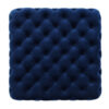 Ottoman, Modern Button Tufted, Navy Blue Velvet, 29 Inch Square Shape