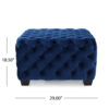 Ottoman, Modern Button Tufted, Navy Blue Velvet, 29 Inch Square Shape