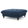 Capri Ottoman, Tufted Navy Blue Fabric, Birch Wood, Square 41 Inch