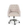 Nysa Swivel Office Chair, Tufted Beige Fabric, Chrome Steel