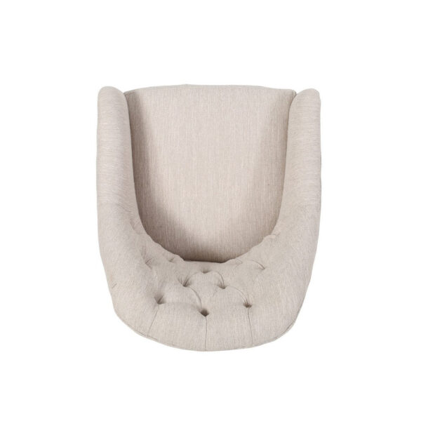 Nysa Swivel Office Chair, Tufted Beige Fabric, Chrome Steel