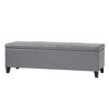 150220266991f47a2502c.jpeg Elias Storage Ottoman Bench, Gray Faux Leather, Stitch Detail, 51 Inch