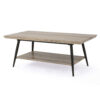 Coffee Table, 43 Inch Top, Black Metal Legs, Taupe Gray Wood Finish
