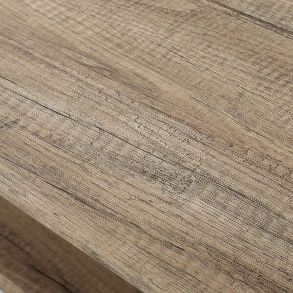 Coffee Table, 43 Inch Top, Black Metal Legs, Taupe Gray Wood Finish