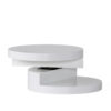 Coffee Table, Open Shelf, Rotating 24 Inch Modern Round White Top