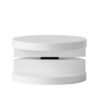 Coffee Table, Open Shelf, Rotating 24 Inch Modern Round White Top