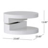 Coffee Table, Open Shelf, Rotating 24 Inch Modern Round White Top