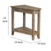 Chairside End Table with Shelf, 24 Inch Angled Light Brown Mahogany