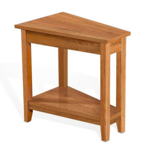 Marv Chairside Table, Shelf, 24 Inch Angled Oak Brown Mahogany Wood