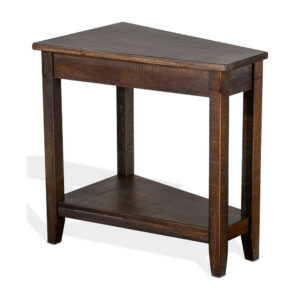 150220266991f4e013f08.jpeg Flint Chairside Table with Shelf, 24 Inch Angled Dark Brown Mahogany