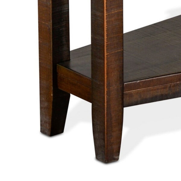 Flint Chairside Table with Shelf, 24 Inch Angled Dark Brown Mahogany