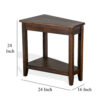 Flint Chairside Table with Shelf, 24 Inch Angled Dark Brown Mahogany