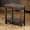 Flint Chairside Table with Shelf, 24 Inch Angled Dark Brown Mahogany