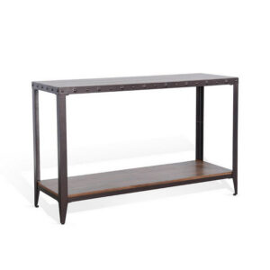 Ayka Sofa Table w Shelf, Nailhead Accent, 48 Inch Rectangular Brown