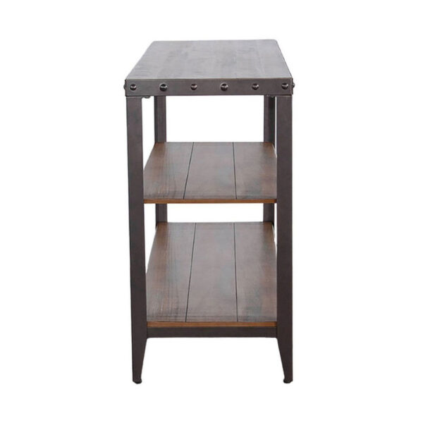 150220266991f50932e83.jpeg Ayka Sofa Table w Shelf, Nailhead Accent, 48 Inch Rectangular Brown