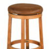 Marv Swivel Barstool Set of 2, Brown Faux Leather, Mahogany Wood