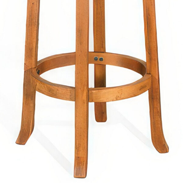 Marv Swivel Barstool Set of 2, Brown Faux Leather, Mahogany Wood