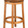 Marv Swivel Barstool Set of 2, Brown Faux Leather, Mahogany Wood