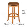 Marv Swivel Barstool Set of 2, Brown Faux Leather, Mahogany Wood