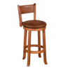 Marv Swivel Barstool Chair Set of 2, Brown Faux Leather, Mahogany Wood