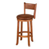Marv Swivel Barstool Chair Set of 2, Brown Faux Leather, Mahogany Wood