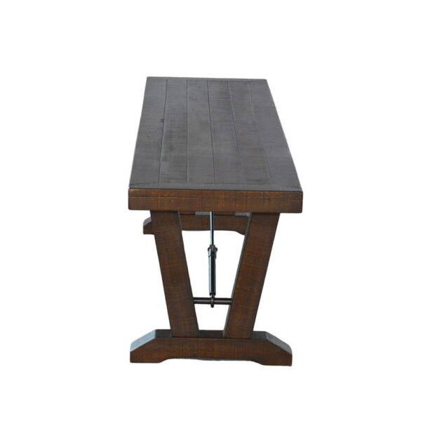 Flint Dining Bench with Turnbuckles, 70 Inch Dark Brown Mahogany Wood