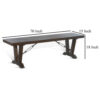 Flint Dining Bench with Turnbuckles, 70 Inch Dark Brown Mahogany Wood