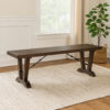 Flint Dining Bench with Turnbuckles, 70 Inch Dark Brown Mahogany Wood