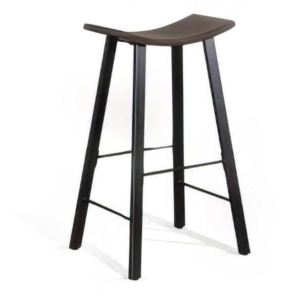 Zayle Barstool Set of 2, Black Angled Legs, Dark Brown Wood, 30 Inch
