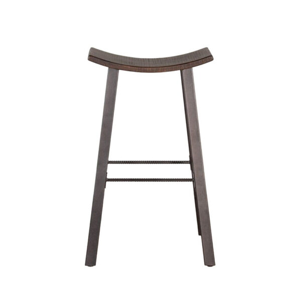 Zayle Barstool Set of 2, Black Angled Legs, Dark Brown Wood, 30 Inch