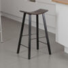 Zayle Barstool Set of 2, Black Angled Legs, Dark Brown Wood, 30 Inch