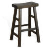 Flint Barstool Set of 2, Saddle Seat, Distressed Dark Brown Mahogany