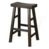Flint Barstool Set of 2, Saddle Seat, Distressed Dark Brown Mahogany