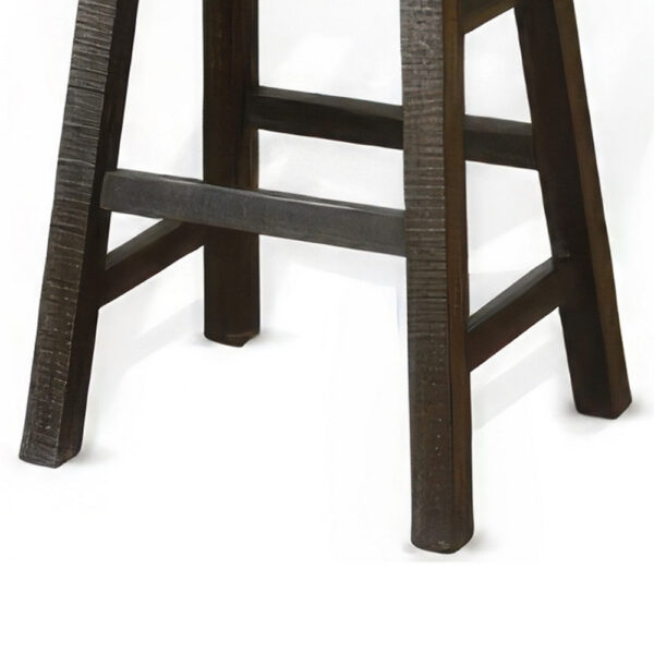 Flint Barstool Set of 2, Saddle Seat, Distressed Dark Brown Mahogany