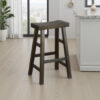 Flint Barstool Set of 2, Saddle Seat, Distressed Dark Brown Mahogany