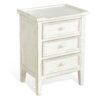 Rena Side End Table with 3 Drawers, 19 Inch Rustic White Mahogany Wood