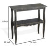 Rena Side End Table with Scallop Trim, 28 Inch Rustic Black Mahogany