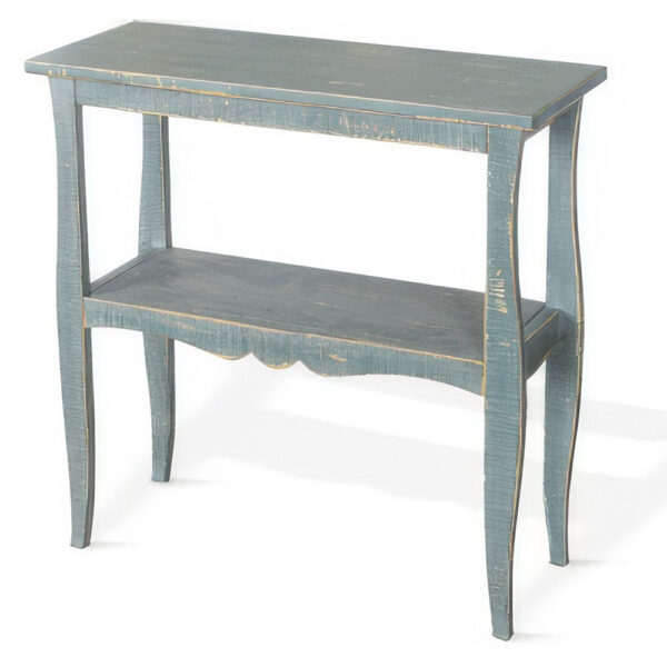 Rena Side End Table, Scallop Trim, 28 Inch Seagrass Green Mahogany