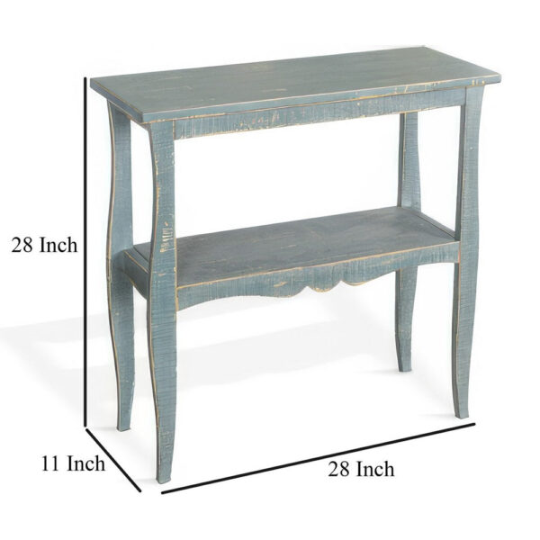 Rena Side End Table, Scallop Trim, 28 Inch Seagrass Green Mahogany