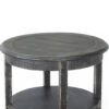 Rena Side End Table with 2 Shelves, 24 Inch Round Black Mahogany Wood