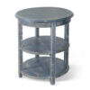 Rena Side End Table with 2 Shelves, 24 Inch Ocean Blue Mahogany Wood