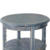 Rena Side End Table with 2 Shelves, 24 Inch Ocean Blue Mahogany Wood