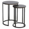 Flint 2 Piece Nesting Table Set, Dark Brown Mahogany, Black Metal Base
