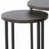 Flint 2 Piece Nesting Table Set, Dark Brown Mahogany, Black Metal Base