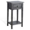Rena Side End Table with 1 Drawer, 17 Inch Rustic Black Mahogany Wood